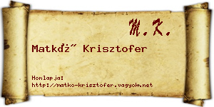 Matkó Krisztofer névjegykártya